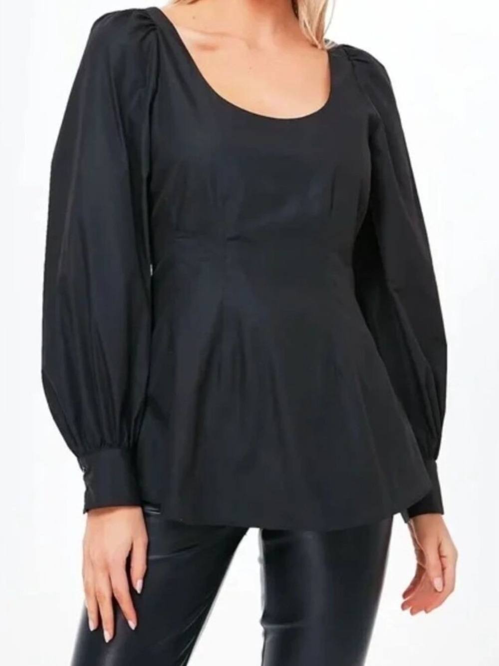 Pomander Place Diane Black Peplum Blouse